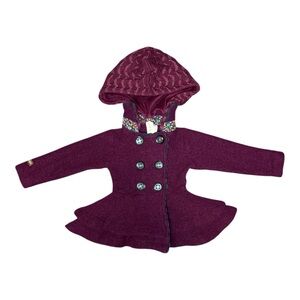 Matilda Jane Hawthorne Wool Blend Hooded Jacket in Burgundy • Girls Size 4